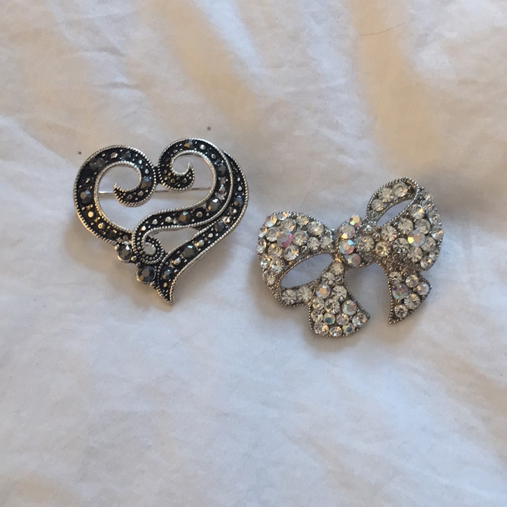 Heart and bow pins